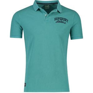 Superdry polo slim fit blauw effen 100% katoen