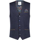 A Fish Named Fred gilet donkerblauw gemeleerd slim fit polyester