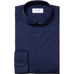 Donkerblauw uni zakelijk Eton overhemd slim fit