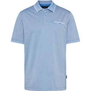 Bugatti poloshirt korte mouw wijde fit lichtblauw gemêleerd katoen