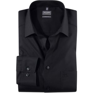 Olymp business overhemd normale fit zwart effen