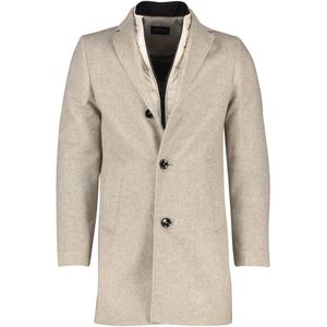 Portofino winterjas beige effen rits + knoop normale fit