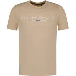 New Zealand t-shirt beige opdruk katoen