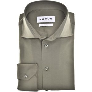 Ledub Modern Fit New overhemd mouwlengte 7 groen stretch