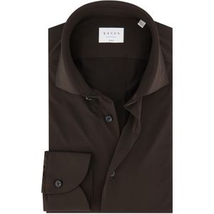 Xacus tailored fit overhemd donkerbruin Active Shirt