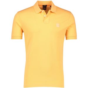 Boss Orange Passenger polo effen oranje slim fit katoen