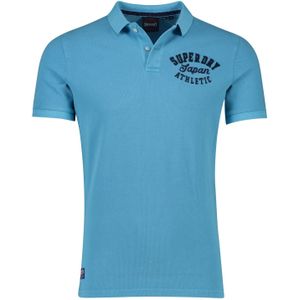 Superdry polo normale fit lichtblauw effen katoen