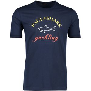 Paul & Shark T-shirt logo donkerblauw ronde hals
