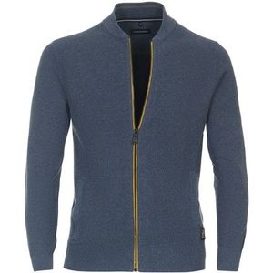 Casa Moda vest ronde hals rits effen katoen donkerblauw