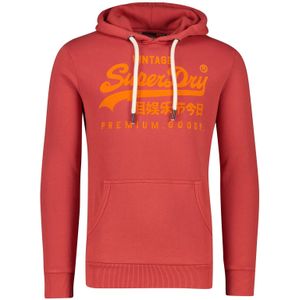 Superdry sweater hoodie rood effen met print 100% katoen
