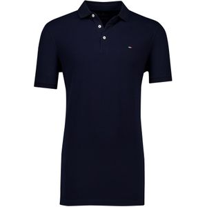 Portofino katoenen polo extra lang effen donkerblauw normale fit
