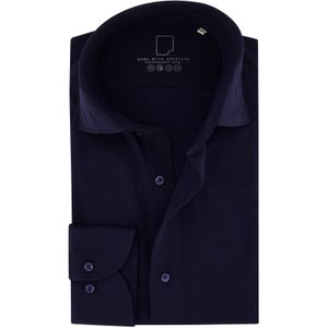 Born with appetite overhemd effen donkerblauw slim fit