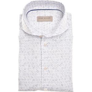 John Miller overhemd Tailored Fit wit geprint linnen
