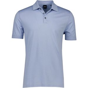 BOSS polo lichtblauw effen pique H-Press katoen