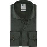 R2 business overhemd slim fit groen effen wol