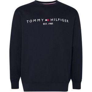 Tommy Hilfiger sweater ronde hals donkerblauw geprint katoen Big & Tall