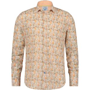 Oranje A Fish Named Fred overhemd geprint katoen slim fit