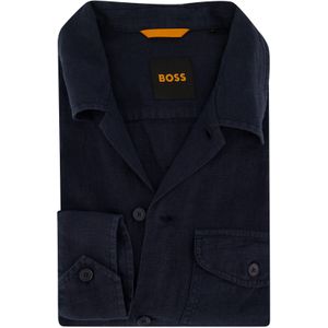 Hugo Boss Overshirt normale fit effen donkerblauw