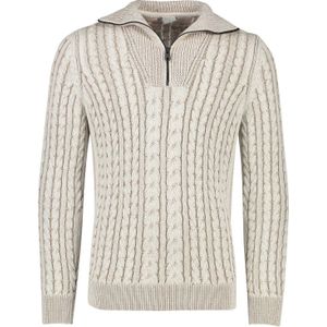 Cast Iron Sweater off white structuur normale fit katoen