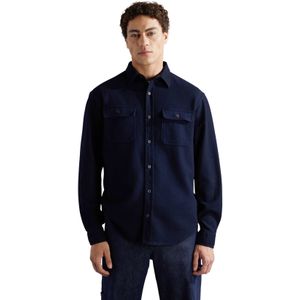 Paul&Shark overshirt effen donkerblauw wol