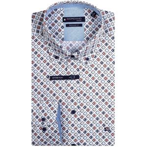 Giordano casual overhemd wijde fit wit geprint katoen button-down boord