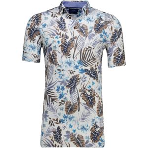 Eden Valley polo extra lang normale fit wit geprint bladen