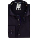 R2 zakelijk overhemd mouwlengte 7 slim fit donkerblauw effen