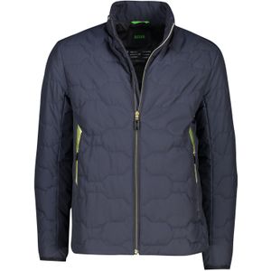 Hugo Boss winterjas donkerblauw effen rits normale fit