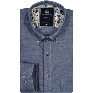 Giordano overhemd blauw gemeleerd katoen