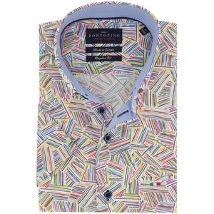 Portofino overhemd korte mouw met multicolor print