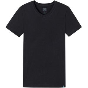 Schiesser t-shirt v-hals Long Life Cotton zwart effen
