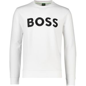 Hugo Boss sweater Salbo ronde hals wit effen katoen