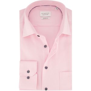 Eterna business overhemd Comfort Fit wijde fit roze ruitjes katoen