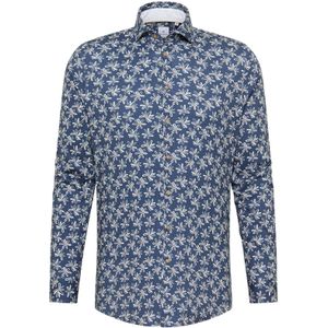 Blue Industry casual overhemd slim fit donkerblauw en witte bloemen print