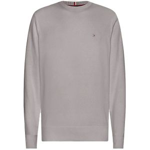 Tommy Hilfiger grijs katoenen trui ronde hals normale fit