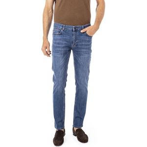 Hiltl jeans Tecade blauw effen denim, stretch slim fit