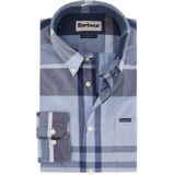 Barbour overhemd blauw geruit tailored fit borstzakje