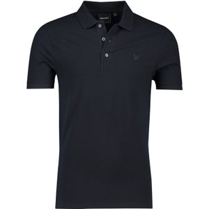 Lyle&Scott polo slim fit donkerblauw effen katoen Tonal Eagle