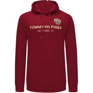 Tommy Hilfiger sweater hoodie rood met print Big & Tall katoen