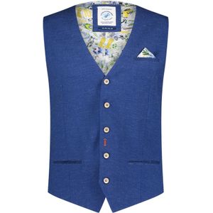 A Fish Named Fred gilet blauw effen slim fit stretch