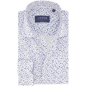 Ledub overhemd mouwlengte 7 Modern Fit New normale fit blauw wit geprint katoen
