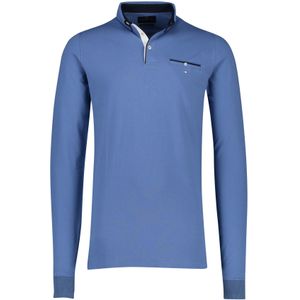 Portofino lange mouwen polo extra lange fit blauw borstzak