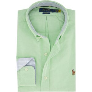 Polo Ralph Lauren casual overhemd slim fit groen effen katoen button-down boord