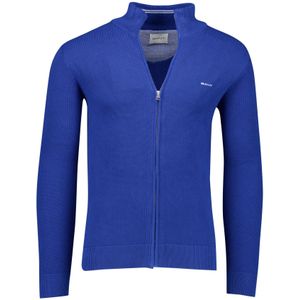 Gant vest effen blauw katoen normale fit