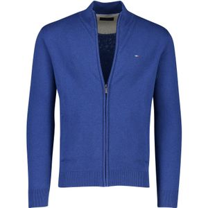 Portofino vest blauw rits effen hoge hals katoen