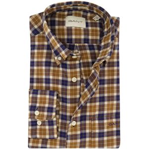 Gant overhemd camel bruin geruit button-down