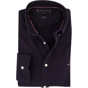 Tommy Hilfiger casual button down overhemd donkerblauw effen