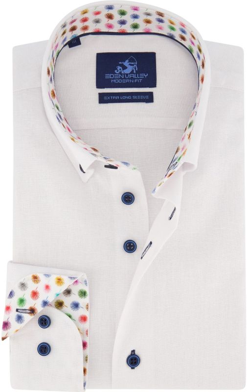 Eden Valley overhemd mouwlengte 7 modern fit wit linnen kraag geprint
