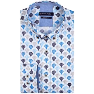 Giordano casual overhemd normale fit blauw kleurrijke print katoen
