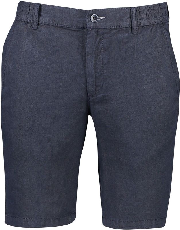 Brax korte broek effen donkerblauw linnen